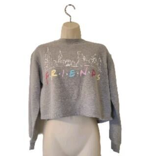 Friends TV Show Graphic Sweater Loose Fit Cropped Retro Cotton Small